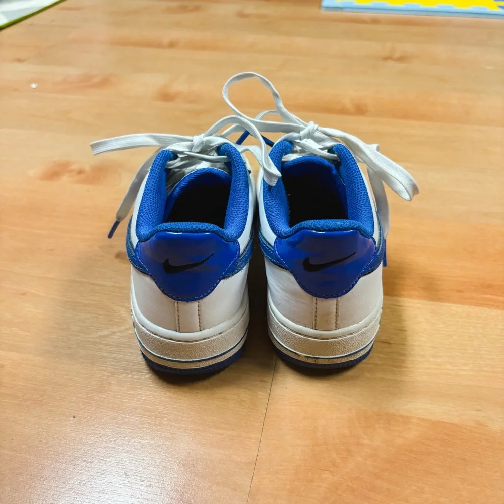 Nike White & Blue Air Force 1 LV8 PS White Game Royal Kids Size 4.5Y